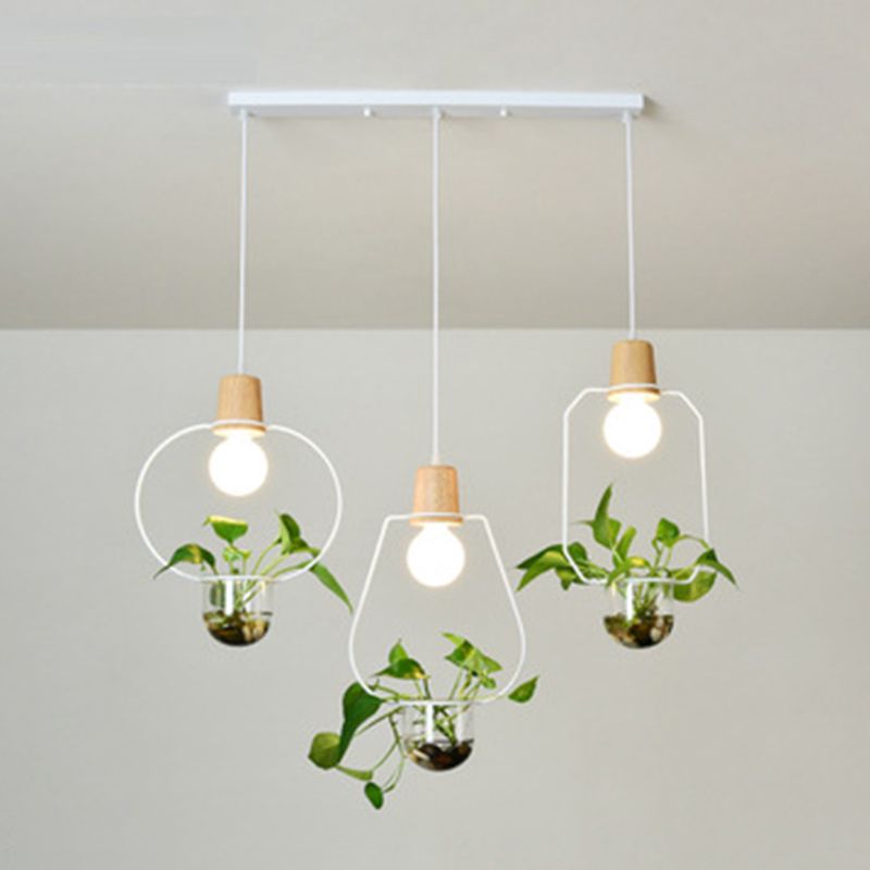 Metal Hanging Pendant Light Industrial Style Geometric Dinning Room Pendant Light Fixture