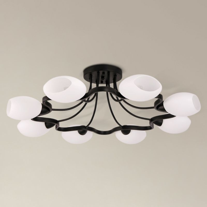 Ronde semi-inbouwlamp Melkglas Traditionele inbouwplafondlamp