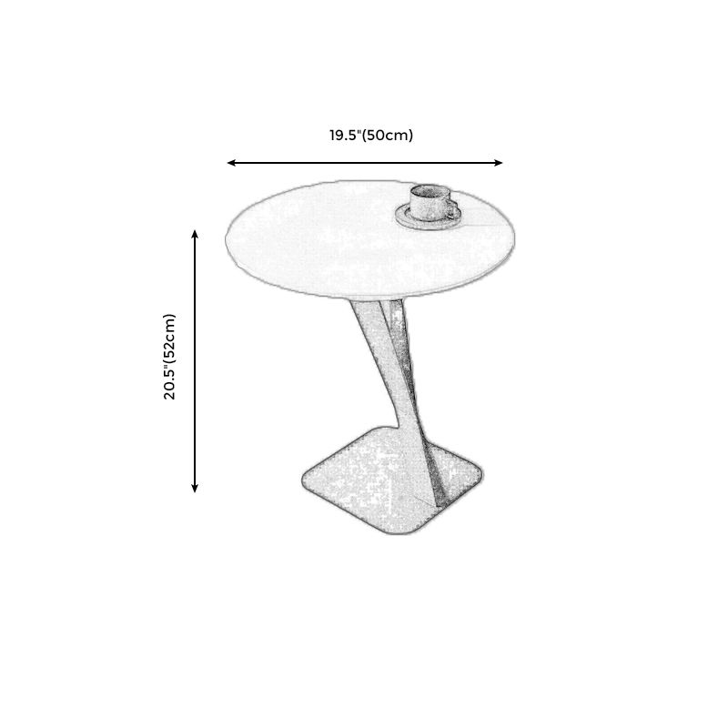 Pedestal Base Design Black Metal White/white Gold/black SLATE Top Round Side Table
