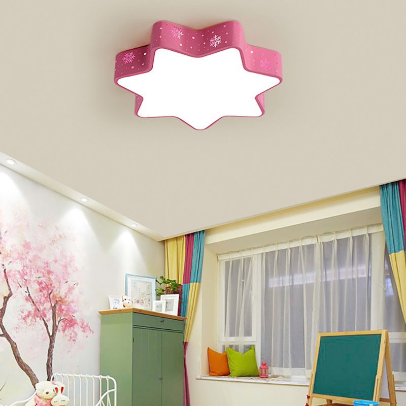 Macaron 15"/19"/23" W Ster Plafond Opgezette Fixture Acryl LED Flush Licht in Roze/Blauw voor Kid Slaapkamer, Warm/Wit/2 Kleur Licht