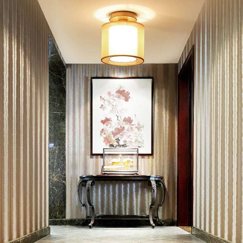 Fabric Geometric Shape Flush Mount Lights Modern 1 Light Flush Mount Light Fixture