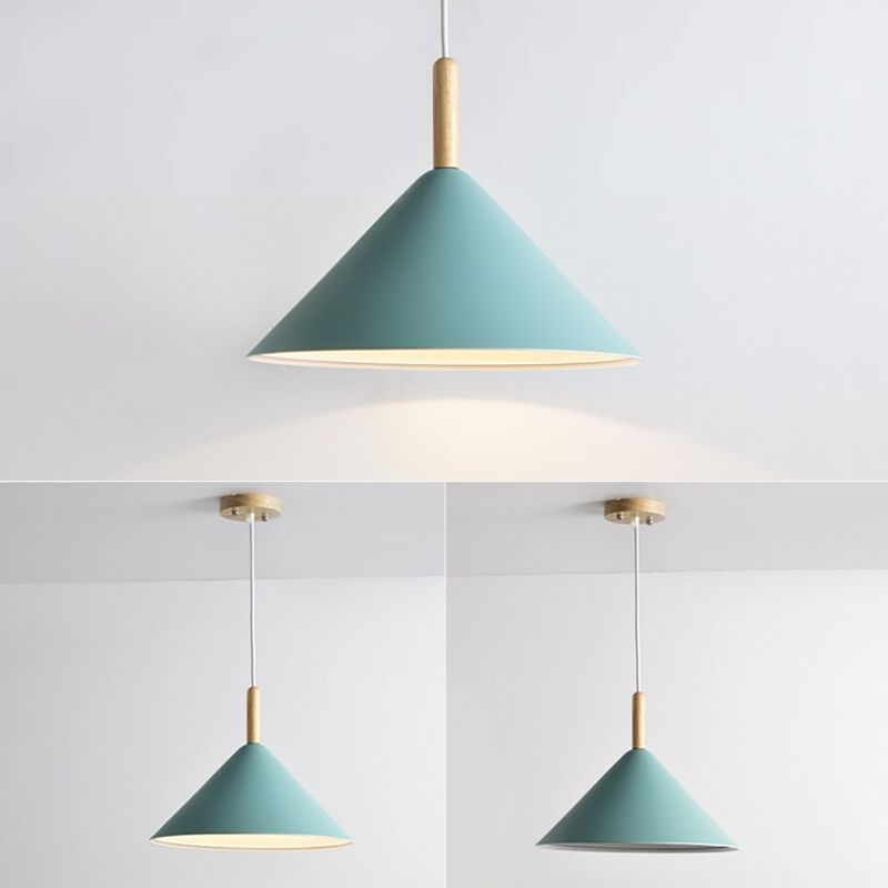 6-Color Optional Macaroon Simplicity Hanging Lamp Cone Shade Nordic Style Lighting Pendant for Dining Room