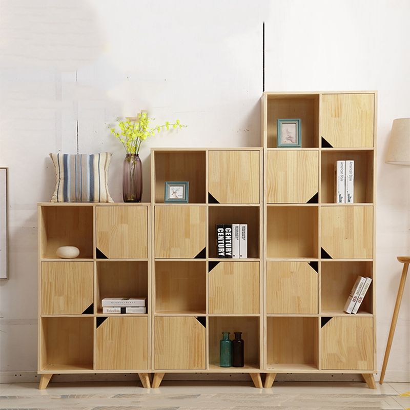 Modern Standard Wooden Bookshelf Closed Back Natural Bookcase with Shelves