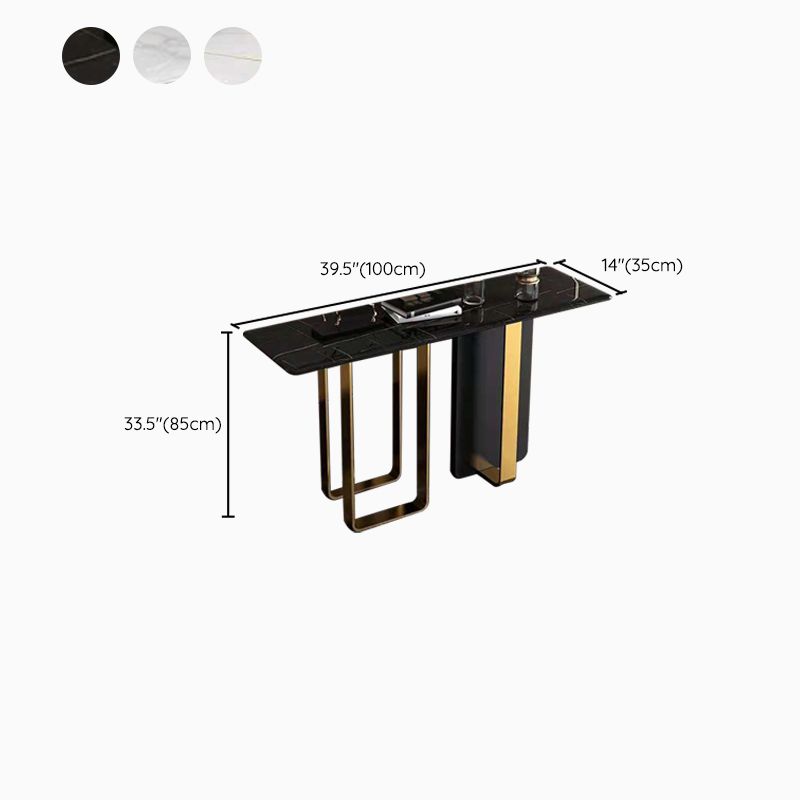 Rectangle Contemporary Console Accent Table Antique Finish Console Sofa Table in Marble
