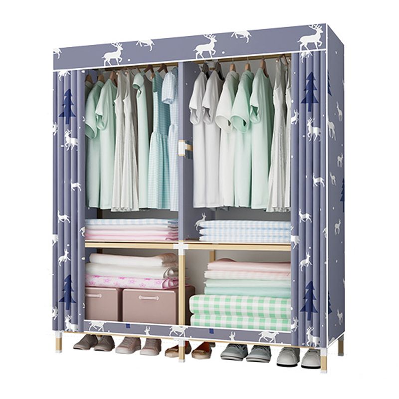 Contemporary Style Wardrobe Armoire Solid Wood Bedroom Wardrobe Closet with Shelves