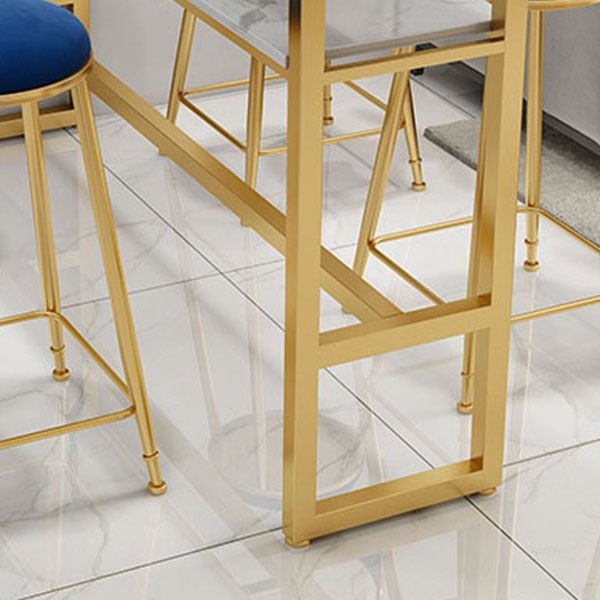 Glam Style Bar Table Set 1/5 Pieces Rectangle Faux Marble Counter Table