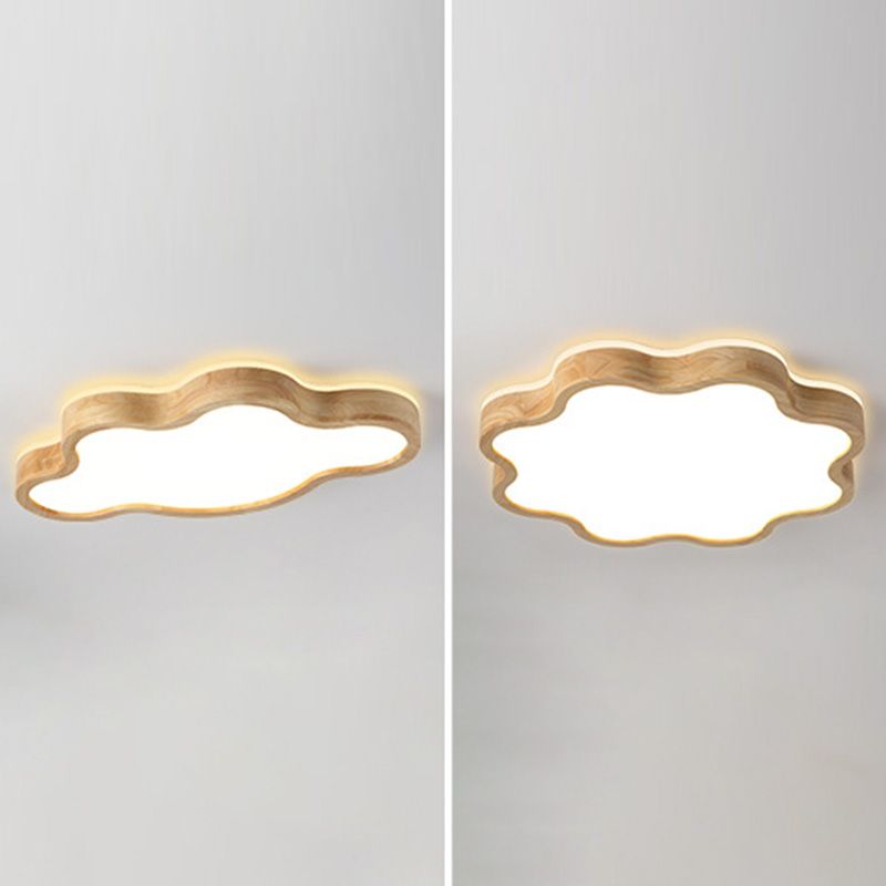 Contemporary Creative Wooden LED Flush Mount Ceiling Light for Living Room