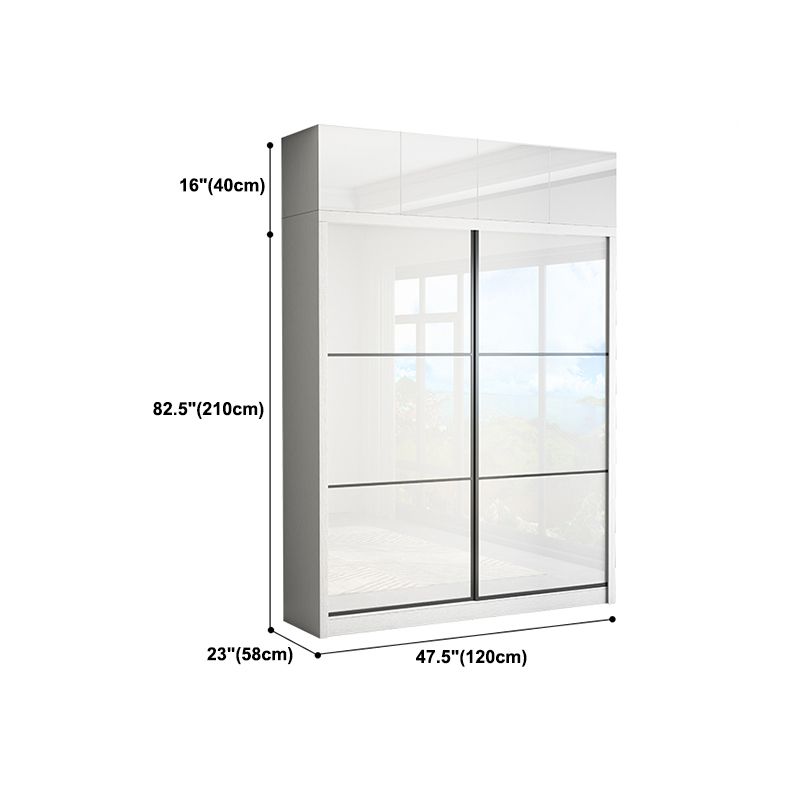 White High Gloss Wardrobe Armoire Modern Engineered Wood Wardrobe
