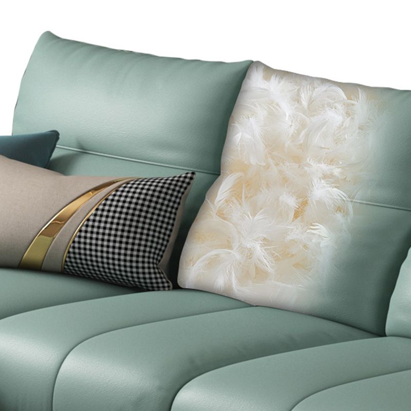 Green Modern Genuine Leather Cushion Back Sofa/Sectional with Wear-Resisting