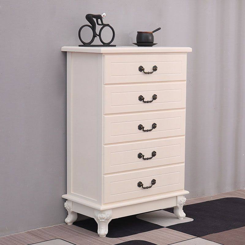 Modern Style White Wooden Chest Bedside Storage Chest with Multi Drawers