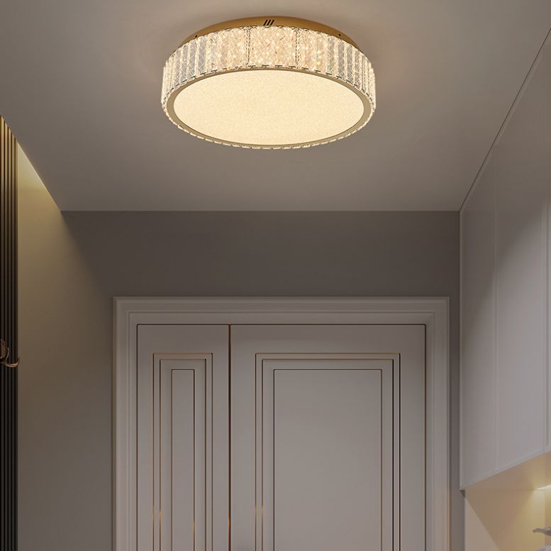 Contemporain K9 Crystal Flush Mount 1-Light Flush Ceiling Light for Living Room