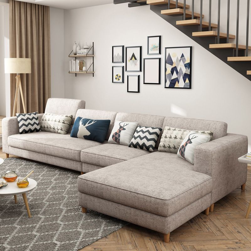 Contemporary Sectional with Adjustable Pillow Back and Square Arms