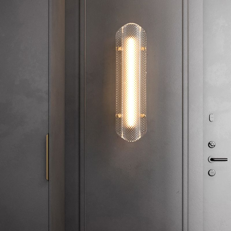 LED Modern Metal Wall Sconce Geometric Shape Wall Light with Glass Shade for Bedroom