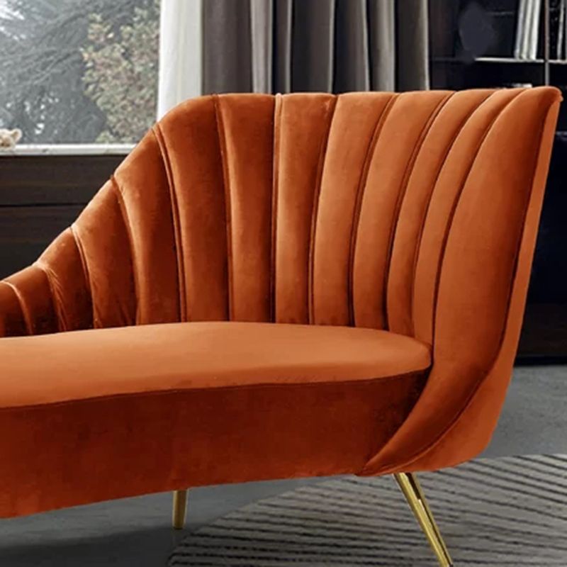 Glam Upholstered Velvet Chaise Lounge Couch Metal Chaise Lounge Chair