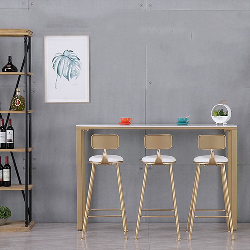 Glam Indoor 1/2/3/4/9 Pub Dining Set Pieces Rectangle White Marble Bistro Set