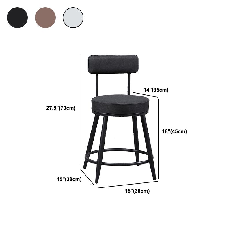 Industrial Metal Barstool Faux Leather Cushion Low Back Counter Stool with Legs for Home