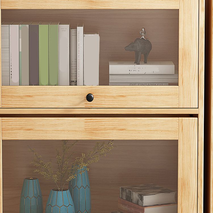 Rectangle Contemporary Natural Cabinet with Glass Doors and Drawers