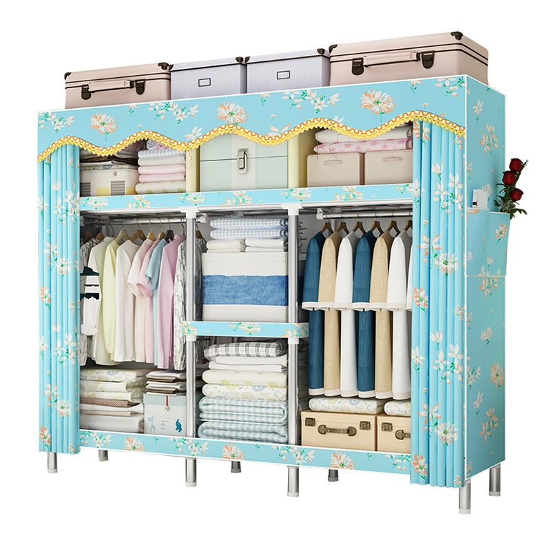 Steel Frame Wardrobe Armoire Contemporary Style Wardrobe Cabinet for Bedroom