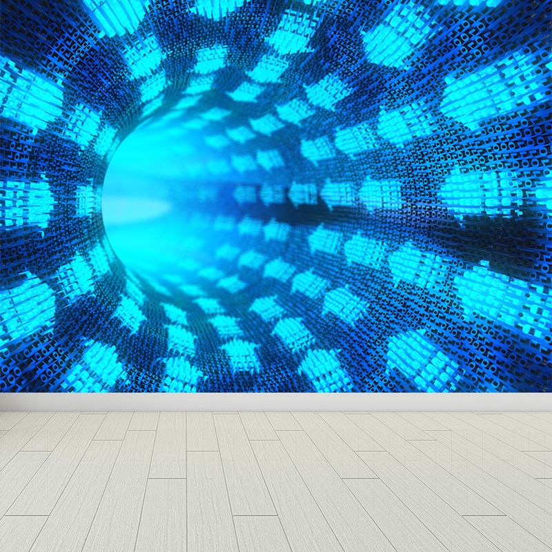 Abstract Pattern Mural Wallpaper Modern Non-Woven Texture Wall Covering in Dark Blue