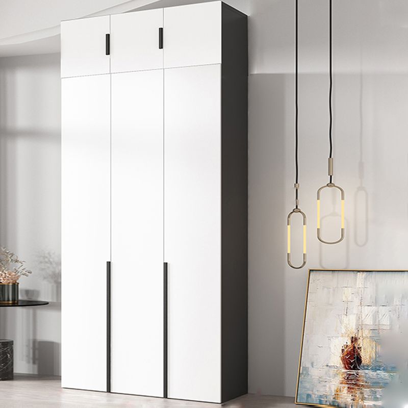 Artificial Wood Coat Locker White Kids Closet with Sliding Barn Door