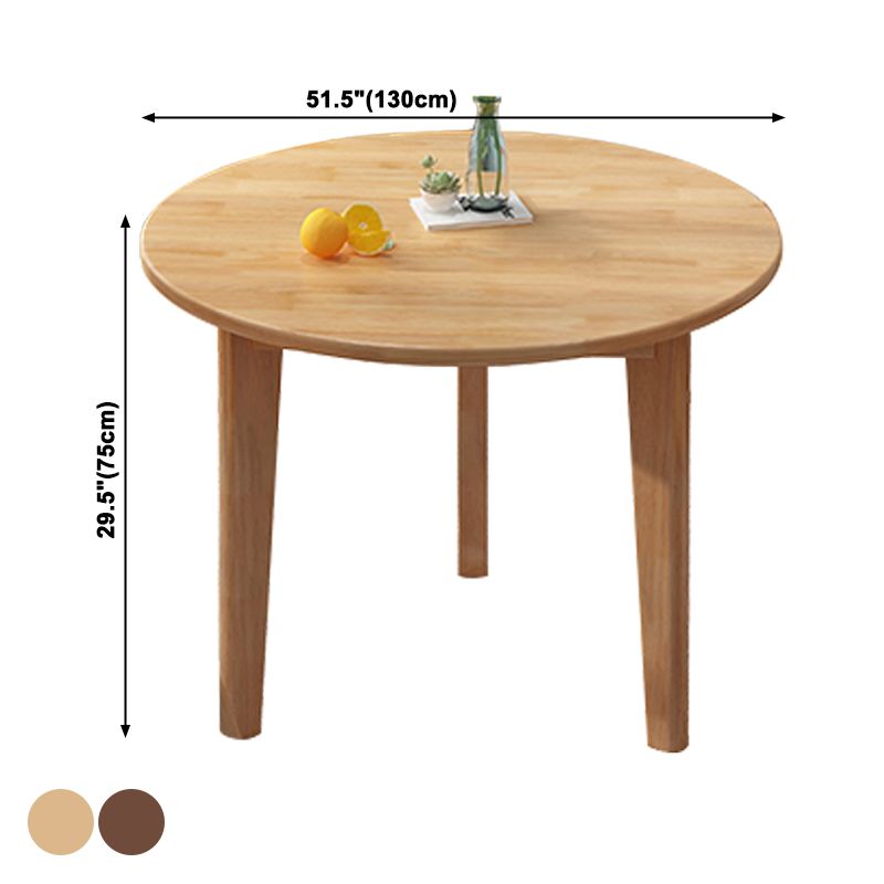 Round Wood Color Dining Table Simplicity Solid Wood 4 Legs Table for Dining Room