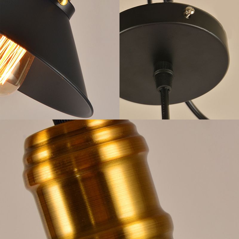 1/2/3-Pack Cone Metallic Hanging Light Industrial Style 8.5"/10" Wide 1 Bulb Dining Table Pendant Lamp in Black Finish