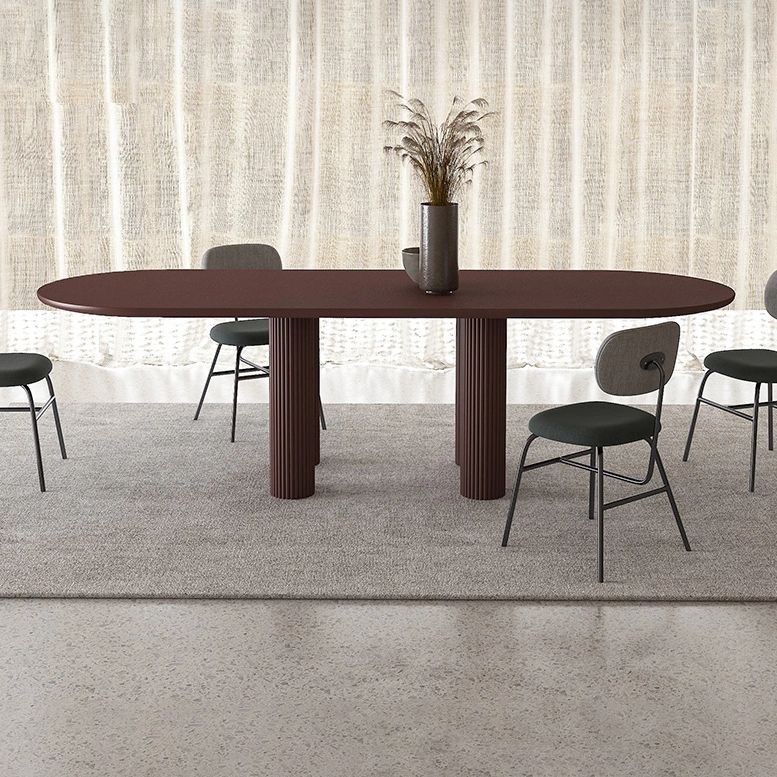 Modern Oval Dining Table Tripod Base Kitchen Dining Table with Solid Wood