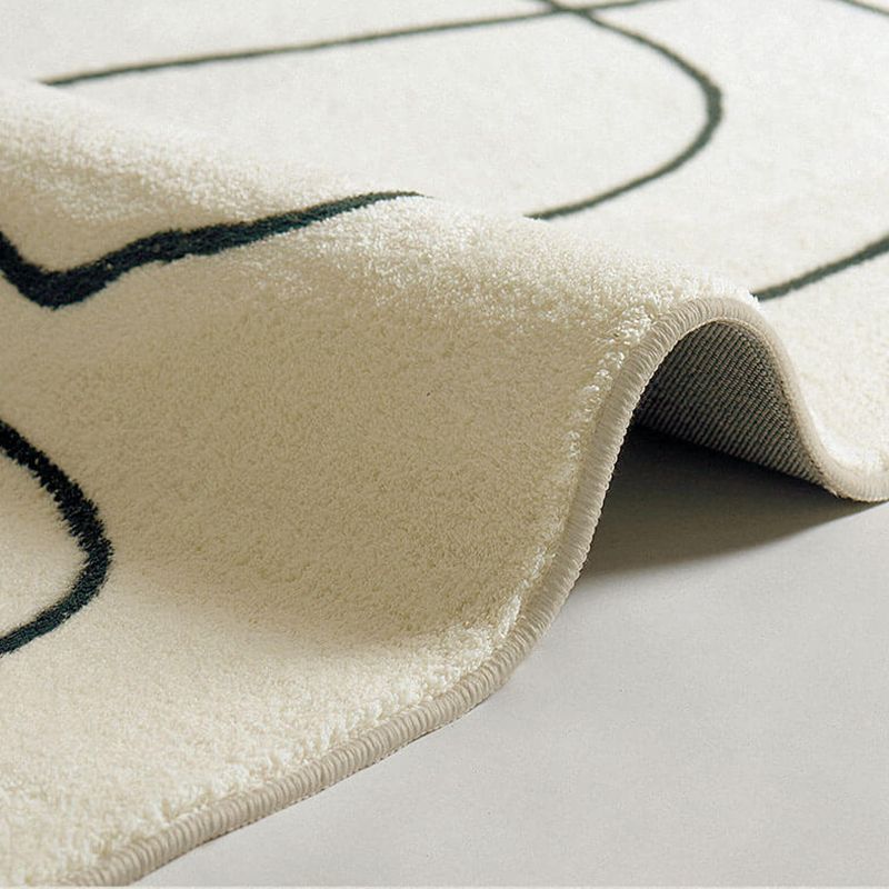 White Modern Carpet Abstract Pattern Polyester Area Rug Easy Care Backing Rug for Home Decor