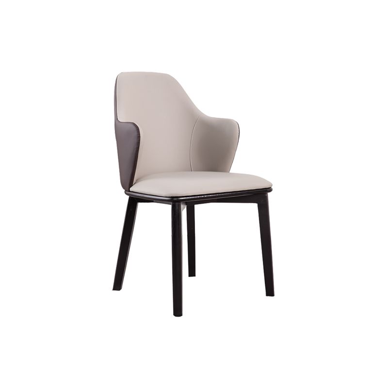 Faux Leather Dining Chairs Wingback Side Chair with Metal Base