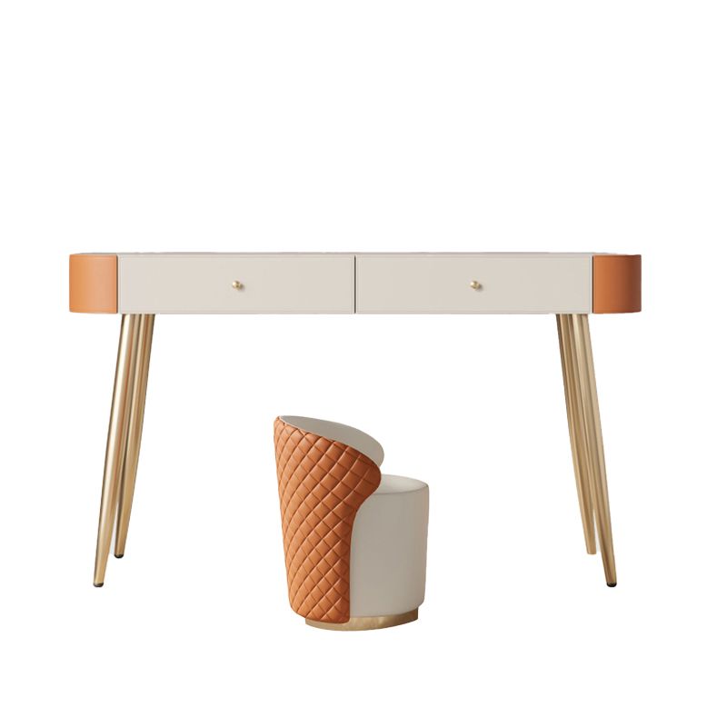 Glam Make-up Vanity with Drawers, Faux Leather Dressing Table