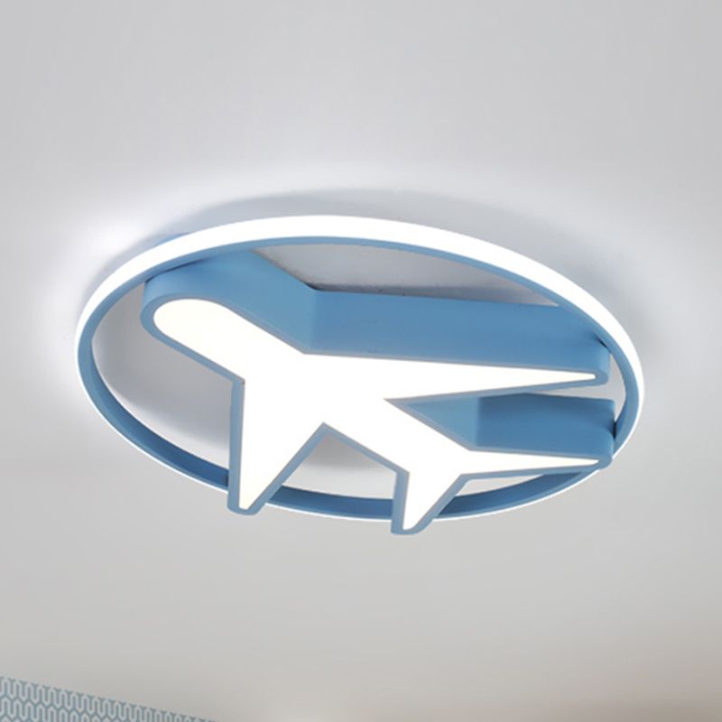 Geometry Shape LED Ceiling Lamp Kids Style Iron 2 Lights Flush Mount for Bedroom