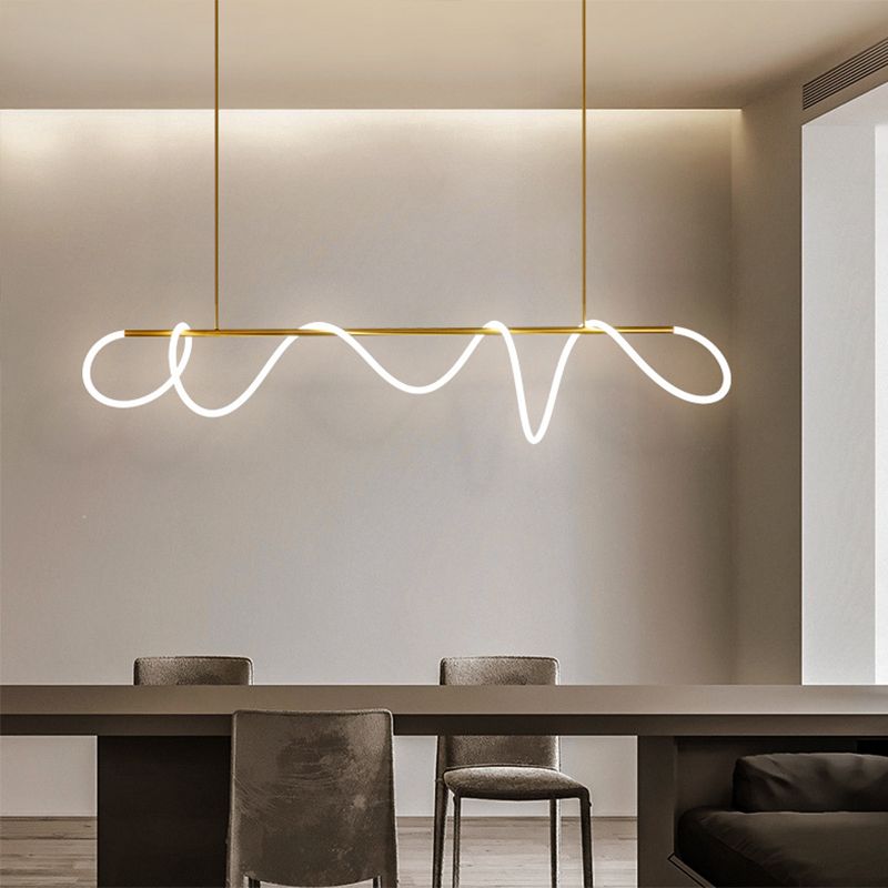 Post-modern Winding Lighting Hose Island Suspension Lamp 31.5" Length Minimalist Line Light for Living Room