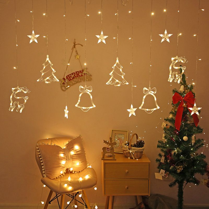 Christmas Tree and Deer Starry Light Strip Nordic Plastic Clear LED String Light for Bedroom