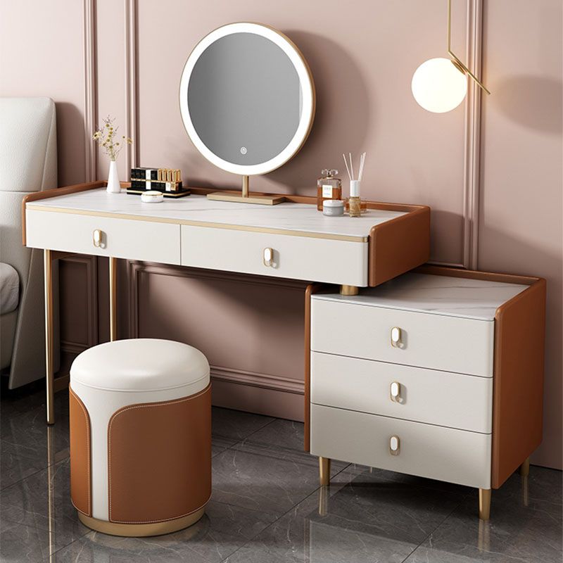 Contemporary Vanity Dressing Table Set Wood Vanity Tables with Slate Top