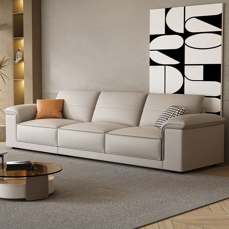 Contemporary 35.4" H Faux Leather Pillow Top Arm Sofa for Living Room