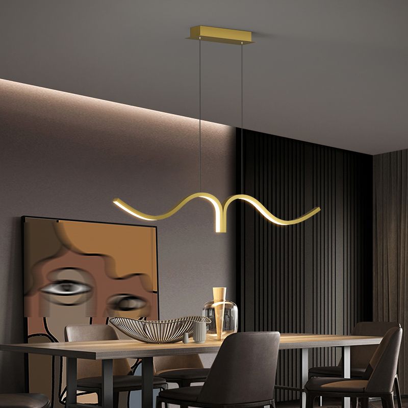 Contemporary Waves Island Light Metal 2 Light Island Lighting Fixtures for Kitchen