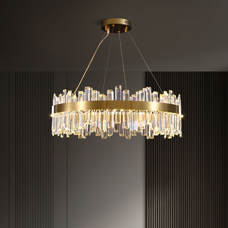 Cercle de pendentif en or LED LED CRISTAL HORDing Light pour le salon