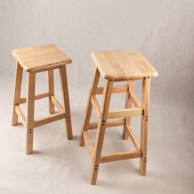 Contemporary Backless Square Seat Indoor Solid Wood Bar Stool