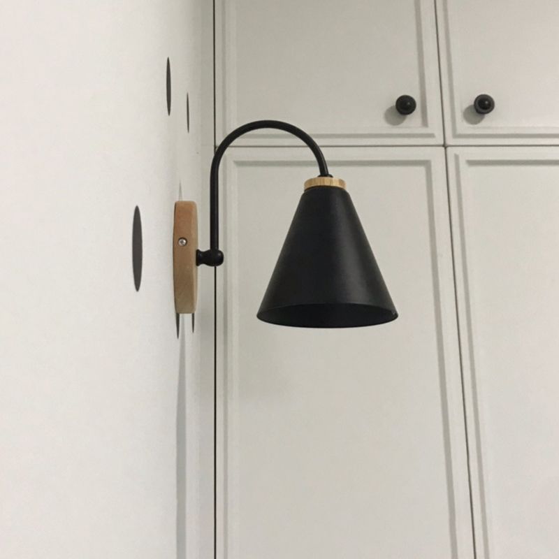 Industrial Wall Lamp Cone Shade Metal 1 Light Sconces for Bedroom