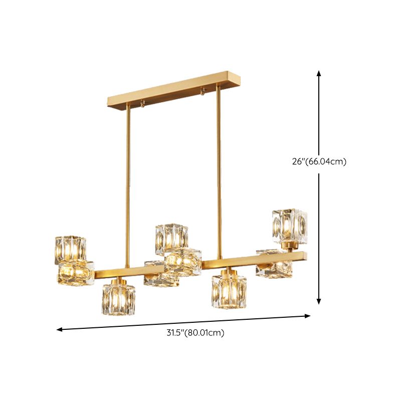 Contemporary Golden Kitchen Island Lighting 7/9/11/13/15-Light Crystal Ceiling Light