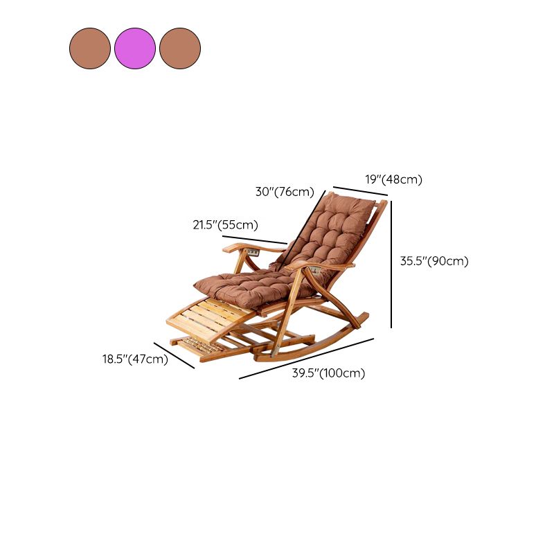 Brown Modern Rocker Chair Wood Reclining Rocking Chair with Tufted