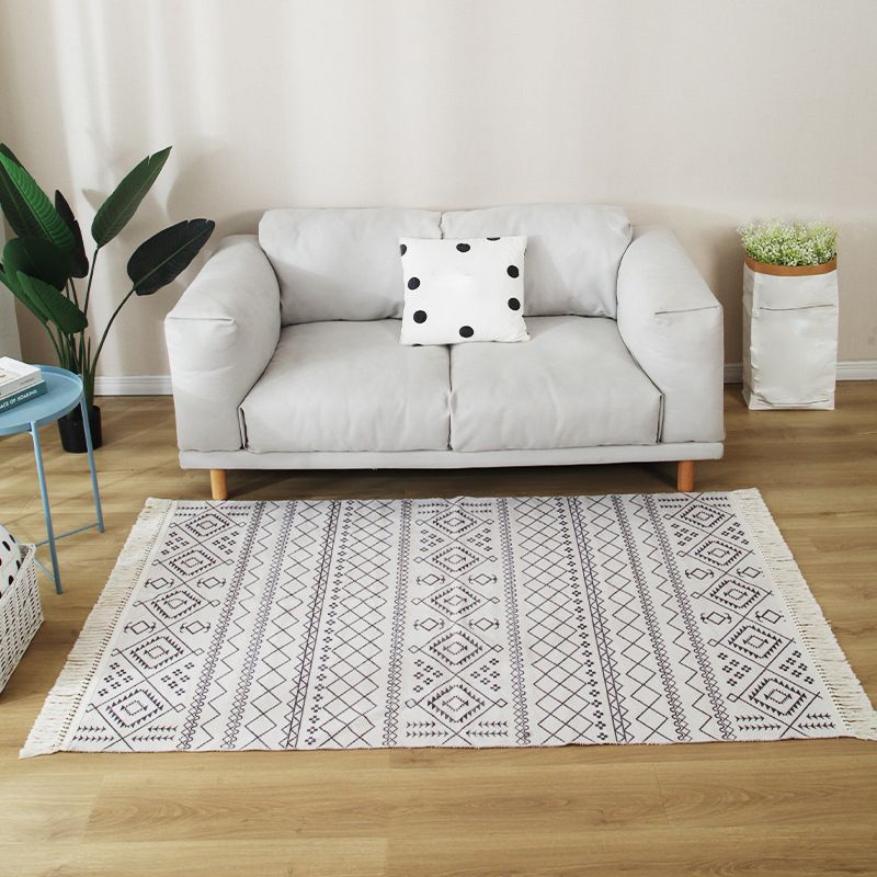 Stijlvolle boho chic tapijt multicolor geometrisch vloerkleed machine wassen tassel-getrimde tapijt voor huis
