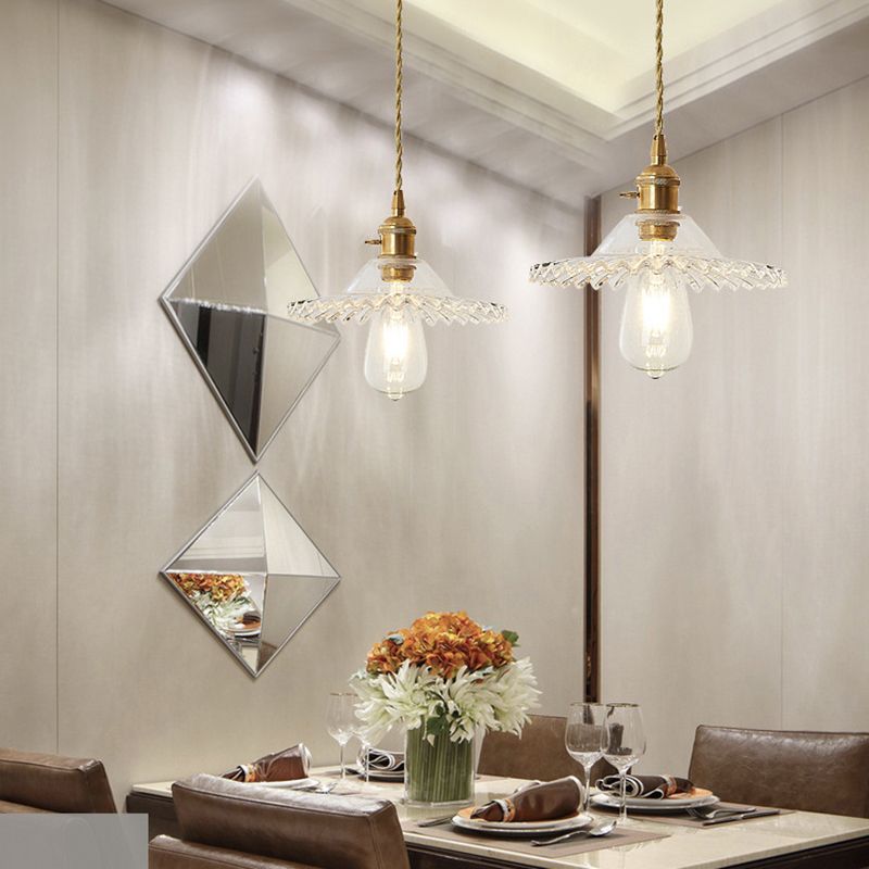 Kit de luz colgante industrial de 1 luces de vidrio suspendido de iluminación para comedor para comedor