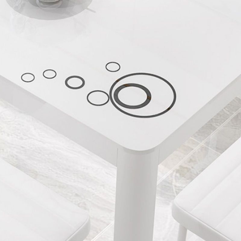 Glass Top Dining Table Modern Rectangle Dining Table with 4 Legs