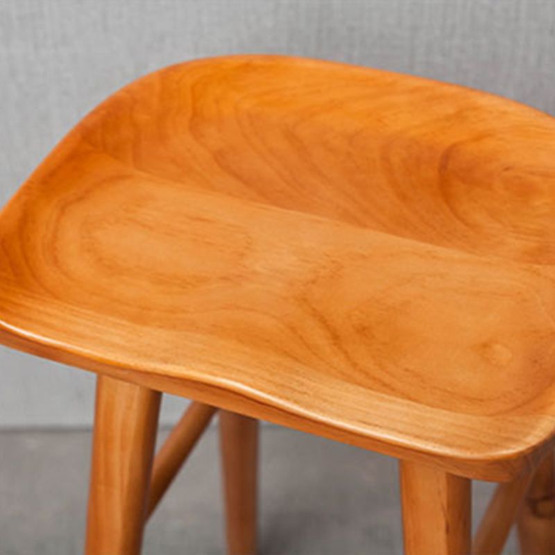 Industrial Armless Backless Counter Stool Rubber Wood Bar Stool with Pedal