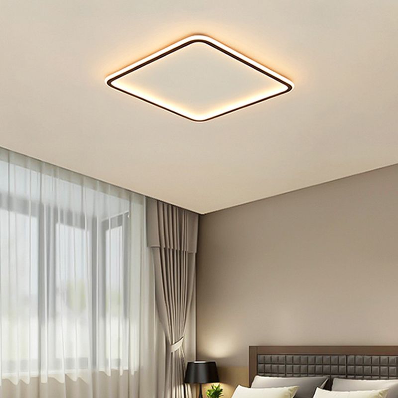 Lámpara LED de montaje empotrado cuadrada ultrafina, accesorio de techo minimalista de metal para dormitorio, montaje empotrado, color negro