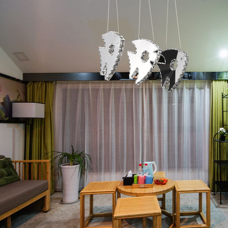 Chrome Fish Cluster Pendant Light Modernisme LED Crystal Éclairage en suspension dans la lumière chaude / blanche