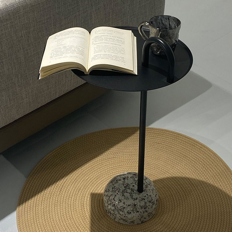 Mid-Century Side Table Metal Pedestal Tray Top End Table for Living Room