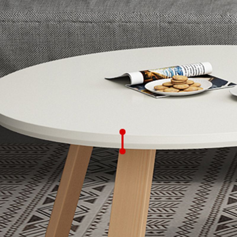 Contemporary Round Wood Coffee Table Cross Legs Cocktail Table