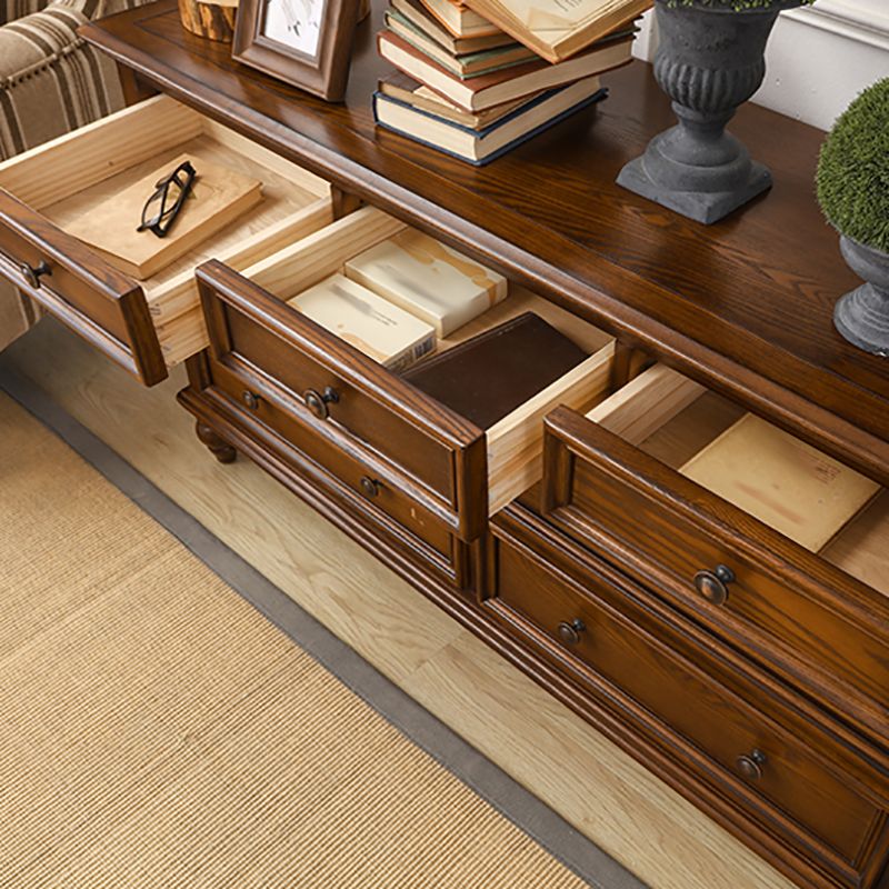 Solid Wood Storage Chest Dresser Brown Storage Chest with Drawers